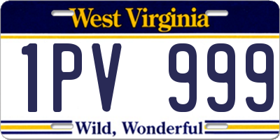 WV license plate 1PV999