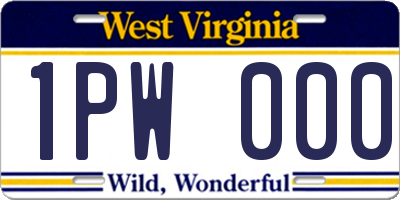 WV license plate 1PW000