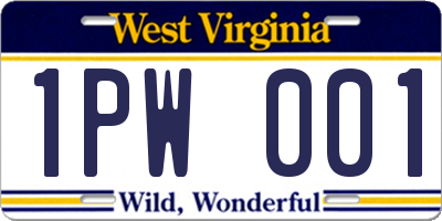 WV license plate 1PW001
