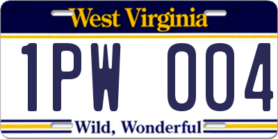 WV license plate 1PW004