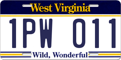 WV license plate 1PW011