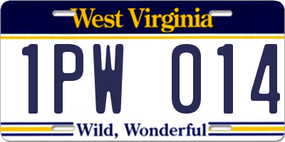 WV license plate 1PW014