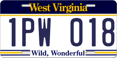 WV license plate 1PW018