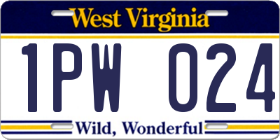WV license plate 1PW024