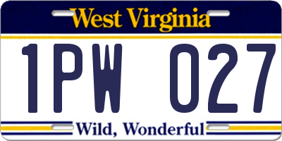 WV license plate 1PW027