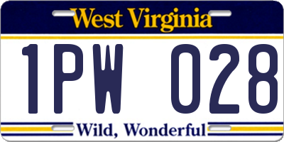WV license plate 1PW028
