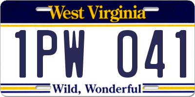 WV license plate 1PW041