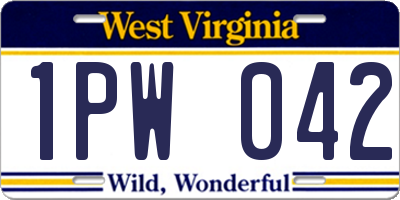WV license plate 1PW042