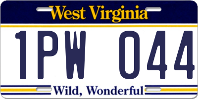 WV license plate 1PW044