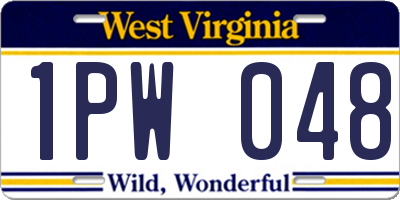 WV license plate 1PW048