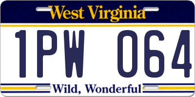 WV license plate 1PW064