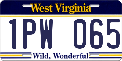 WV license plate 1PW065