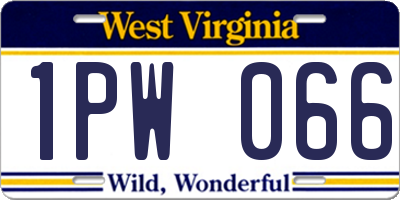 WV license plate 1PW066