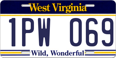 WV license plate 1PW069