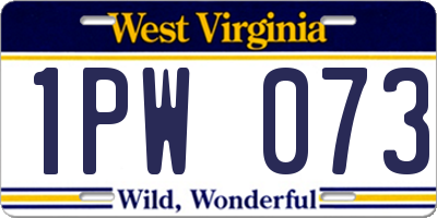 WV license plate 1PW073