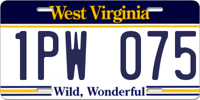 WV license plate 1PW075