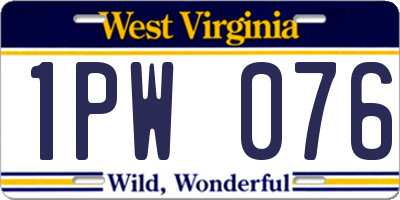 WV license plate 1PW076