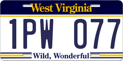 WV license plate 1PW077