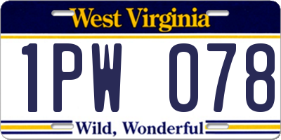 WV license plate 1PW078