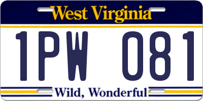 WV license plate 1PW081