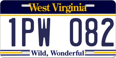 WV license plate 1PW082