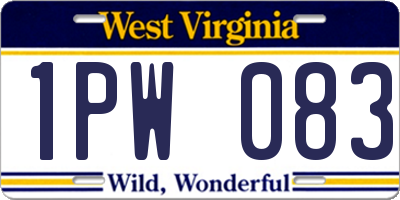 WV license plate 1PW083