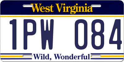 WV license plate 1PW084