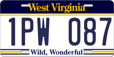WV license plate 1PW087
