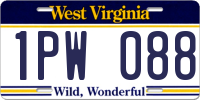 WV license plate 1PW088