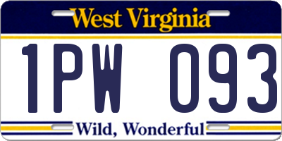 WV license plate 1PW093