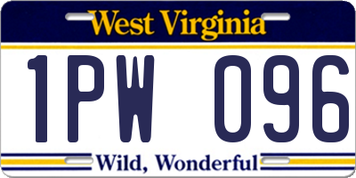 WV license plate 1PW096