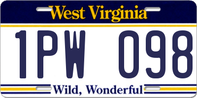WV license plate 1PW098