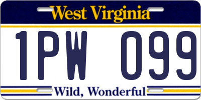 WV license plate 1PW099