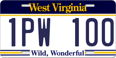 WV license plate 1PW100
