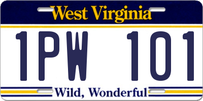 WV license plate 1PW101