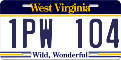 WV license plate 1PW104
