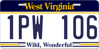 WV license plate 1PW106