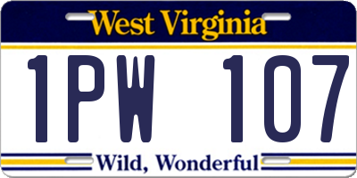 WV license plate 1PW107