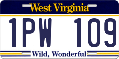 WV license plate 1PW109