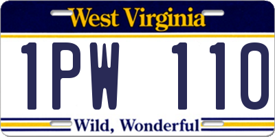 WV license plate 1PW110