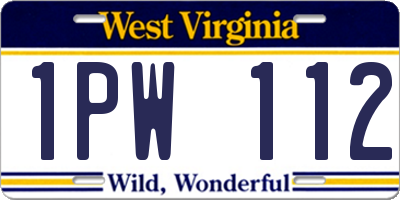 WV license plate 1PW112