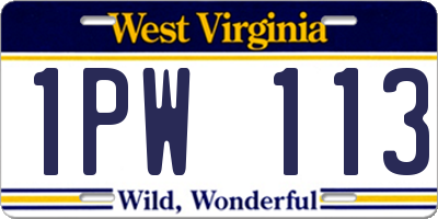 WV license plate 1PW113