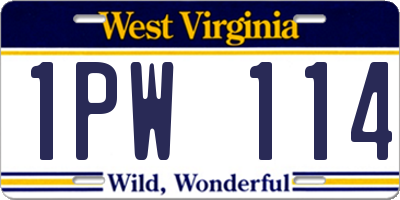WV license plate 1PW114