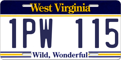 WV license plate 1PW115