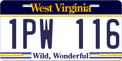 WV license plate 1PW116