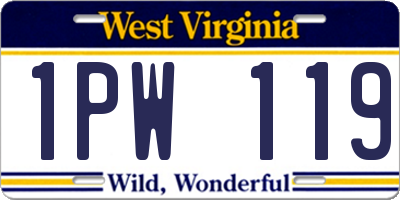 WV license plate 1PW119