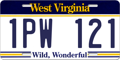 WV license plate 1PW121