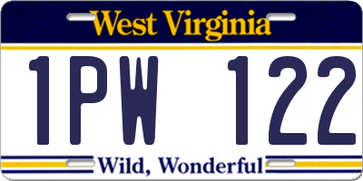 WV license plate 1PW122