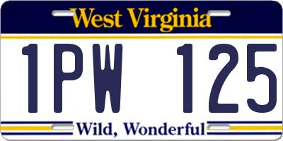 WV license plate 1PW125