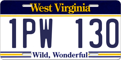 WV license plate 1PW130